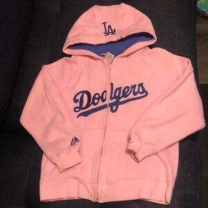 Majestic Pink and Blue Dodgers Hoodie Sweatshirt